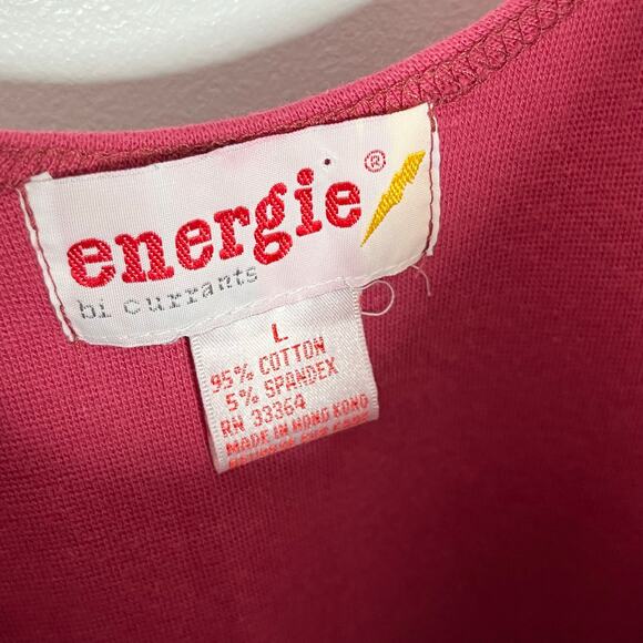 Vintage 90s Y2K Energie Tank Top Womens Large Pink Cranberry Cotton Casual - Picture 4 of 7